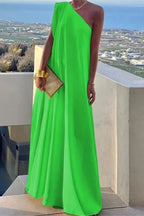 Women's Elegant Asymmetrical One Shoulder Maxi Dress