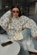 Vintage Floral Print Quilted Coat