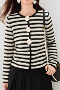 Floral Stripe Cropped Cardigan
