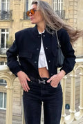 Buttoned Baseball Bomber Jacket