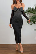 Cami Rhinestone Sleeve Bodycon Party Dress