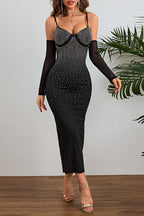 Cami Rhinestone Sleeve Bodycon Party Dress