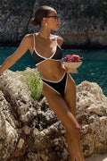 Black White Micro Bikini Set