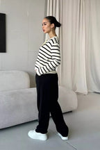 Short Striped Knit Cardigan