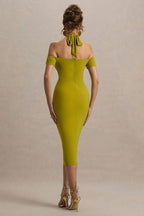 Sexy Backless Halter Bodycon Midi Dress