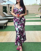 Floral Fishtail Sleeveless Midi Dress