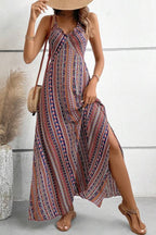 Bohemian Ethnic Print Spaghetti Strap Maxi Dress