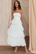 Sexy Slim Fit Strapless Backless Ruffled Prom Dress