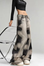 Vintage Grey Tie Dye Wide Leg Jeans