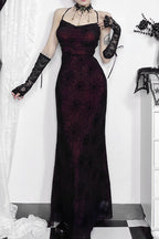 Cowl Neck Backless Spider Gothic Dress