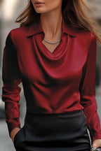 Temperamental Printed Simple Shirt Collar Ladies Top