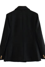 Textured Double-Breasted Mid-Length Blazer