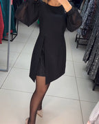 Catalina Chic Dress Stylish Lantern Sleeves Silhouette Collection
