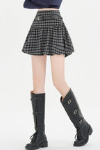 Plaid Bubble A-line Khaki Short Skirt