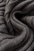 Dim Grey Strap Detail Cut Out Ribbed Knit Sweater