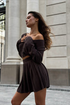 Sexy Knit Crop Top Two Piece Skirt Set