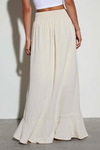 Solid Color Tie Waist Casual Skirt