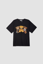 Black Teddy Bear Embroidered T-Shirt