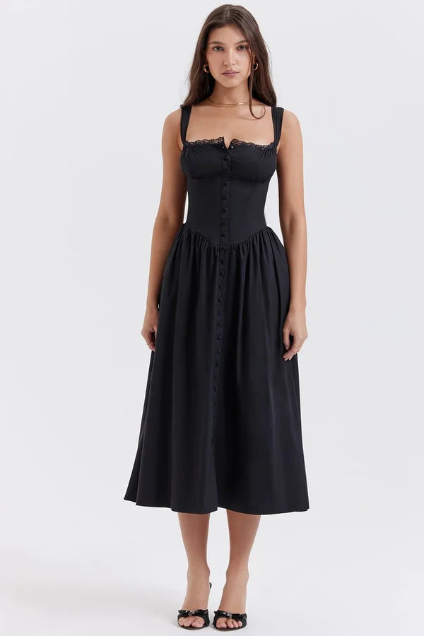 Sharon Boutique Black Midi Sundress Elevated Occasion Wear