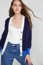 Daliyah Midnight Blue Contrast Cardigan