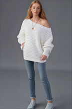 Textured One Shoulder Knit Sweater