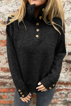 Solid Color Button Casual Loose Sweater