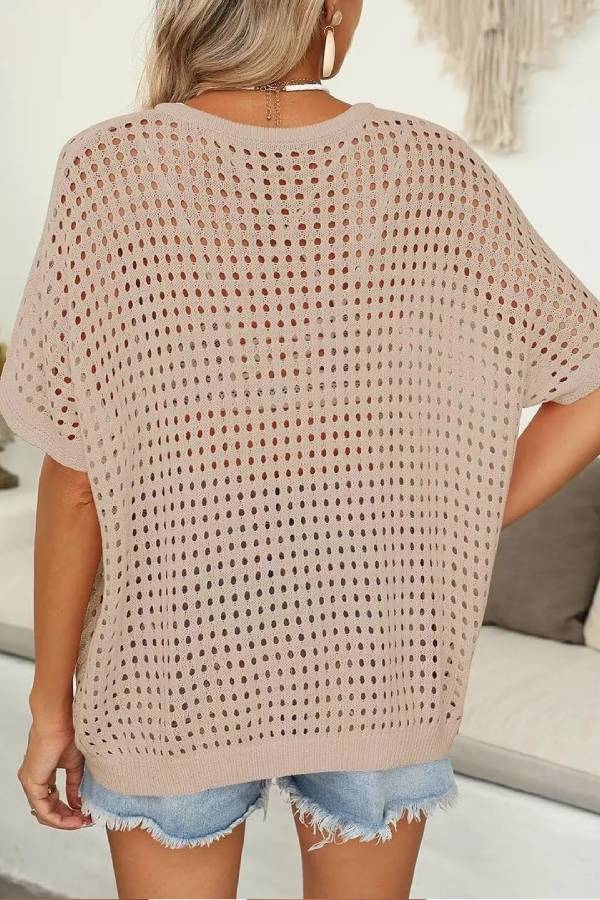 Women's Summer Hollow Out Crochet Knit Tops Beach Coverup