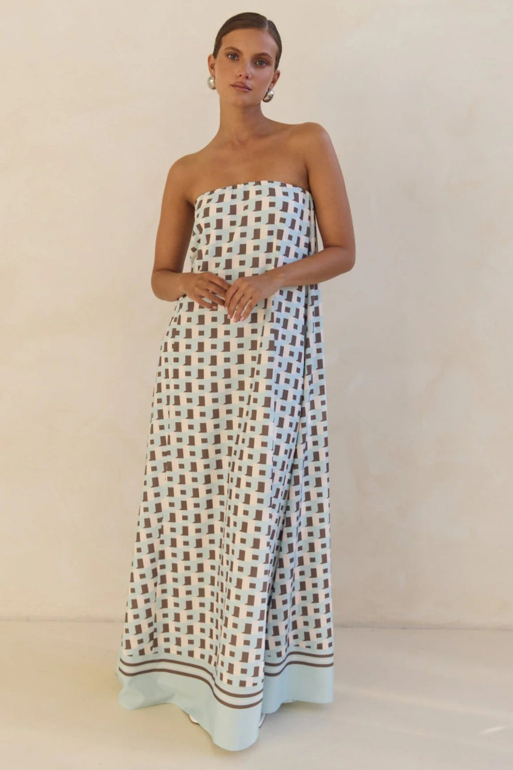 Strapless Printed Off Shoulder Maxi Boho Dress