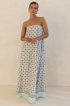 Strapless Printed Off Shoulder Maxi Boho Dress