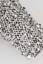 Solid Crew Neck Sequin Tweed Jacket
