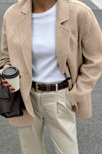 Minimalist Solid Color Tailored Coat