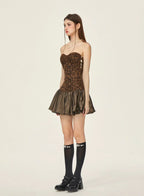 Leopard Print Strapless Mini Dress