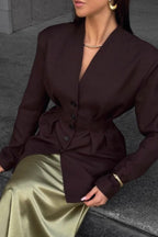 Elegant SingleButton Draped Blazer