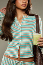 Stripe Button Cord Easy Two Piece Set