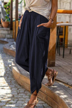 Women's cotton linen casual beach trousers