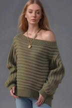 Textured One Shoulder Knit Sweater