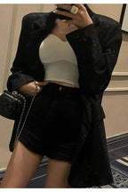 Chic SingleBreasted Sequin Blazer