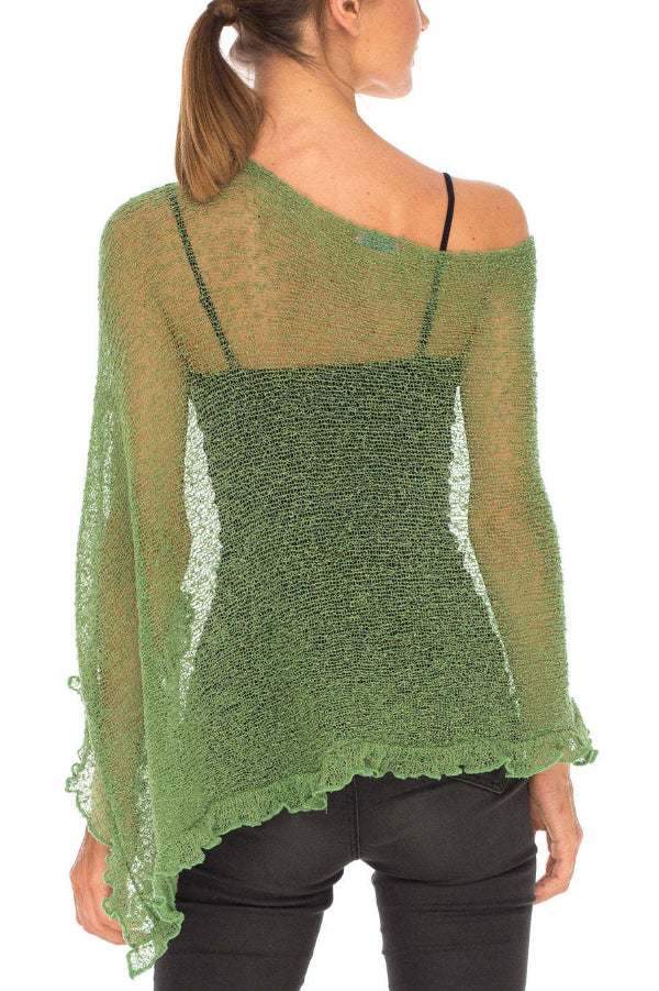 Solid Color Loose-fitting See-through Irregular Casual Cover-up