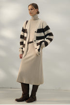 Textured Stripe V-Neck Knit Top