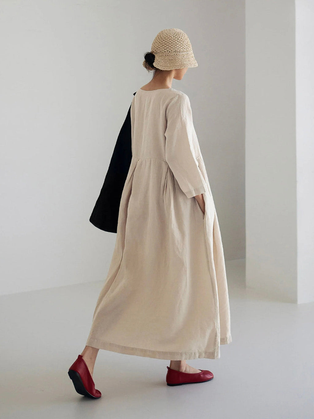 Isabel Timeless Loose Linen Dresses with Side Pockets Designer Dress Edit