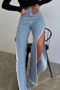 High Slit Street Style Jeans