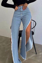 High Slit Street Style Jeans