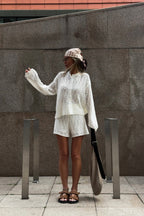 Hollow Knit Crochet Loose Two Piece Set