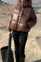 Cropped Plush Lined Oversized Puffer Jacket