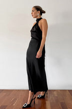 Halter Neck Fishtail Maxi Dress