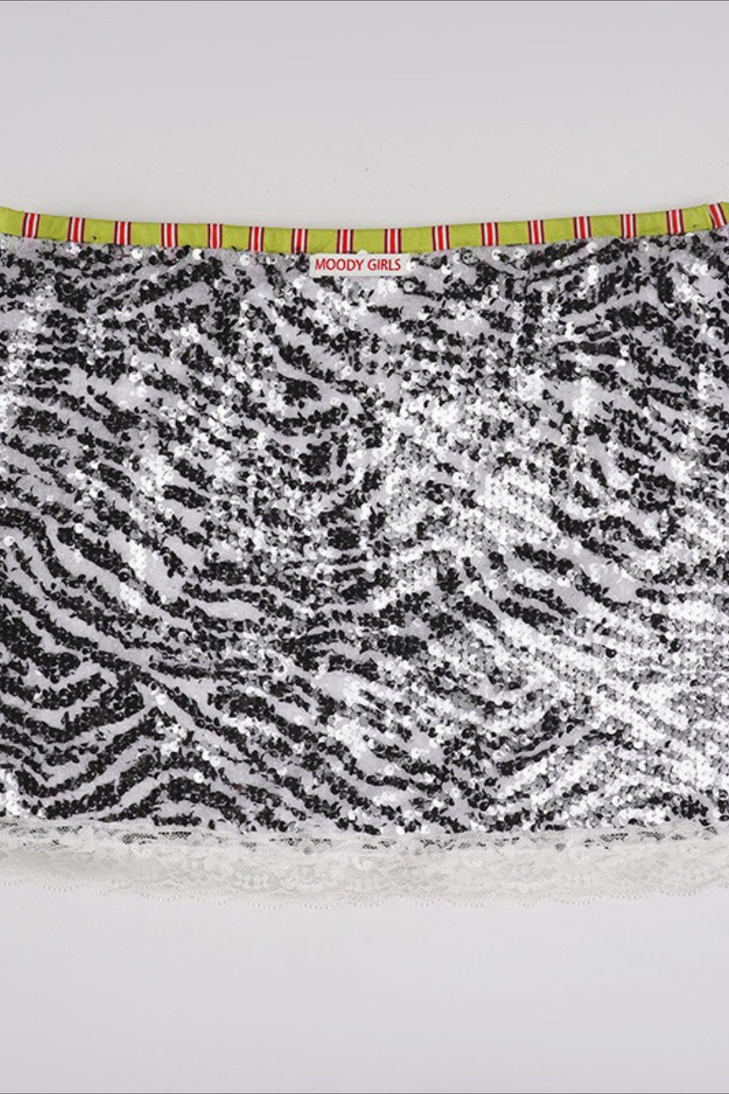 Zebra Sequin Lace Patchwork Bodycon Skirt