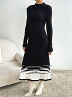 Cristina Contrasting Colored Sweater Relaxed Dress with Premium Casual Styling