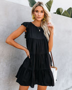 East Coast Pocketed Tiered Babydoll Dress Black