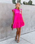 East Coast Pocketed Tiered Babydoll Dress Fuchsia