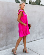 East Coast Pocketed Tiered Babydoll Dress Fuchsia